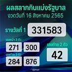 ผลการออกสลากกินแบ่งรัฐบาล 16 สิงหาคม 2565